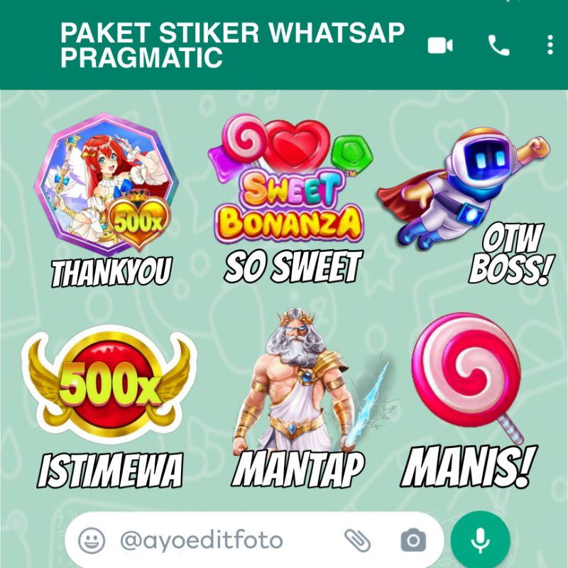 PAKET STIKER WHATSAP PRAGMATIC, GATES OF OLYMPUS, SWEET BONANZA, STARLIGHT PRINCESS