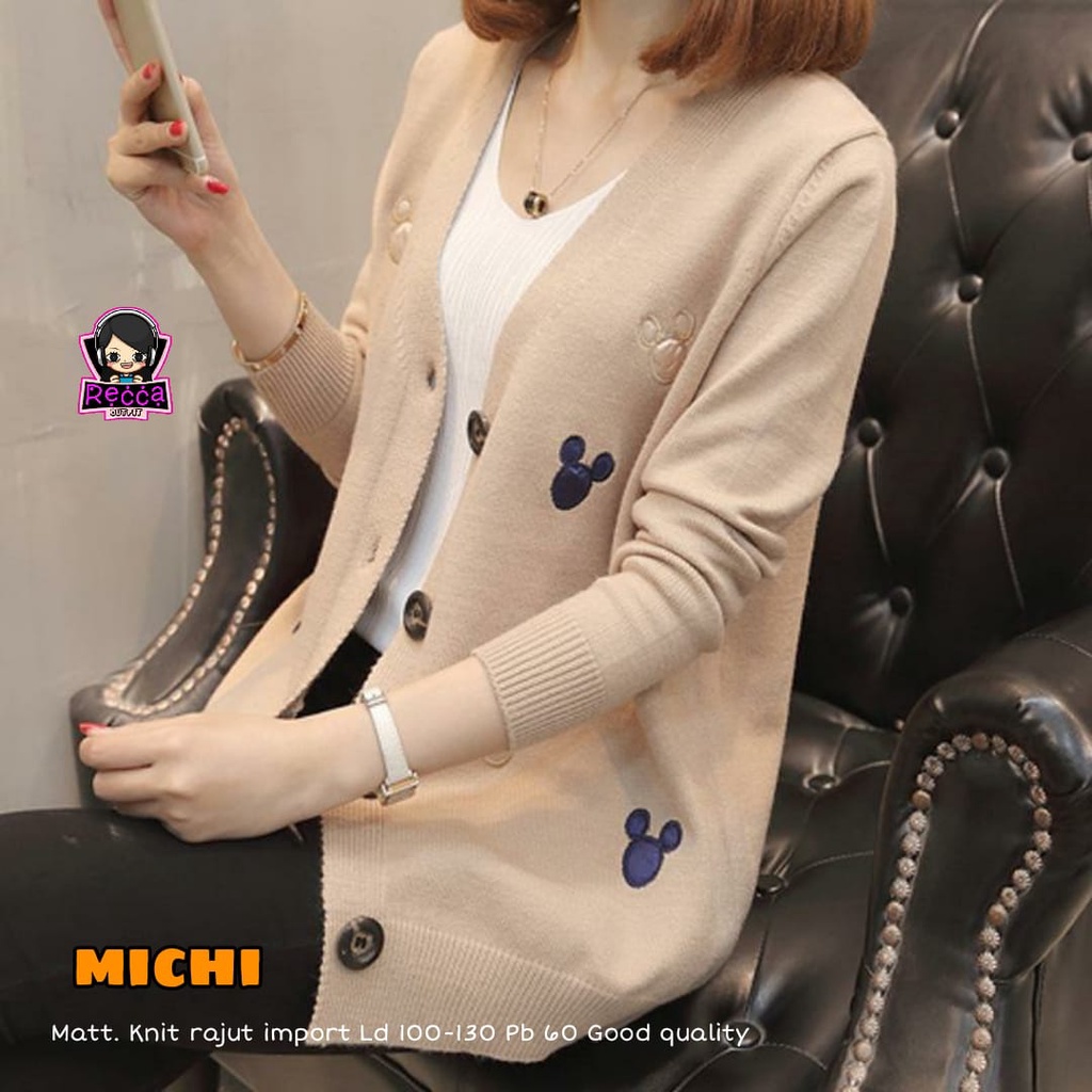Baju Atasan Wanita Sweater Cardi Rajut Import Jumbo LD 130 Michi Bahan Premium Adem Halus Tebal Recc