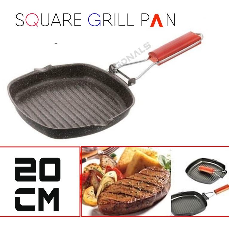 MURAH Square Grill Pan ( Pemanggang Kotak Teflon 20 cm Panggangan Bakar sosis,ikan ayam, daging dll