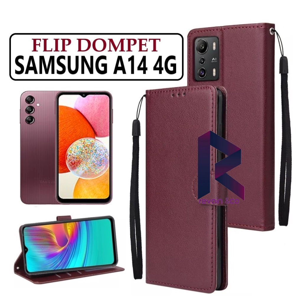 FLIP COVER SAMSUNG A14 4G FLIP WALLET LEATHER KULIT PREMIUM SARUNG BUKA TUTUP KESING HP FLIP CASE SAMSUNG A14 4G