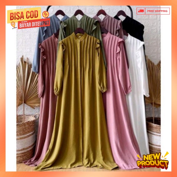 Gamis Andin Ghamis Wamita Sarri Baju Muslim Terbaru Buju Gamus Syari Bju Murah Crinkle Gaun Polos Vi