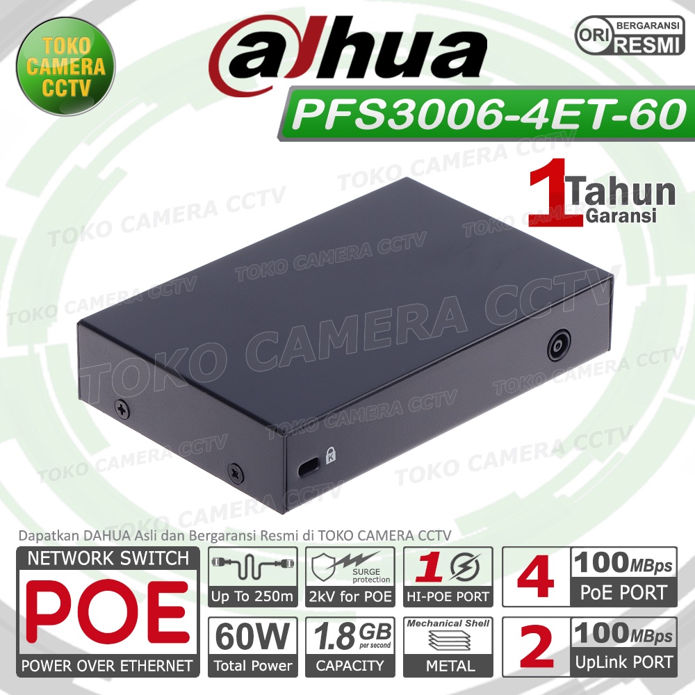 SWITCH POE 4 PORT DAHUA DH-PFS3006-4ET-60