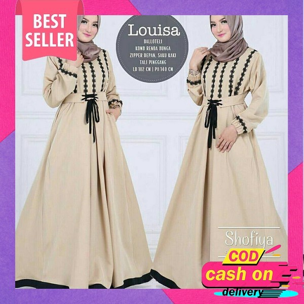 Nayla Dress Set Pashmina Bc | M L Xl | Dapat Gamis Wanita ( Tidak Termasuk Hijab ) Gamis Terbaru Kek