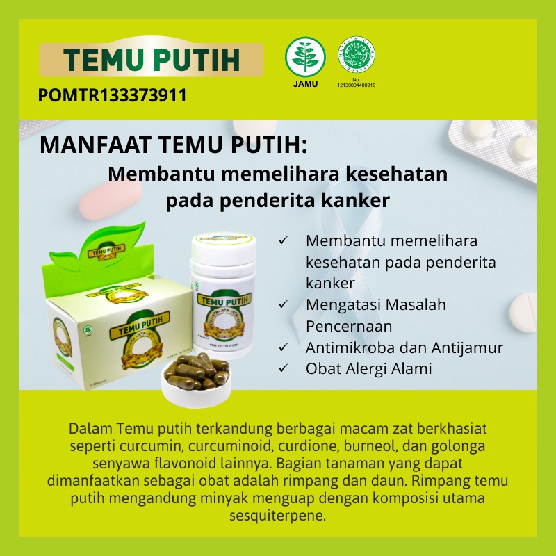 Kapsul Temu Putih Anti Kanker Anti Oksidan  Menjaga Kesehatan Penderita Kanker 100% Herbal Naturafit