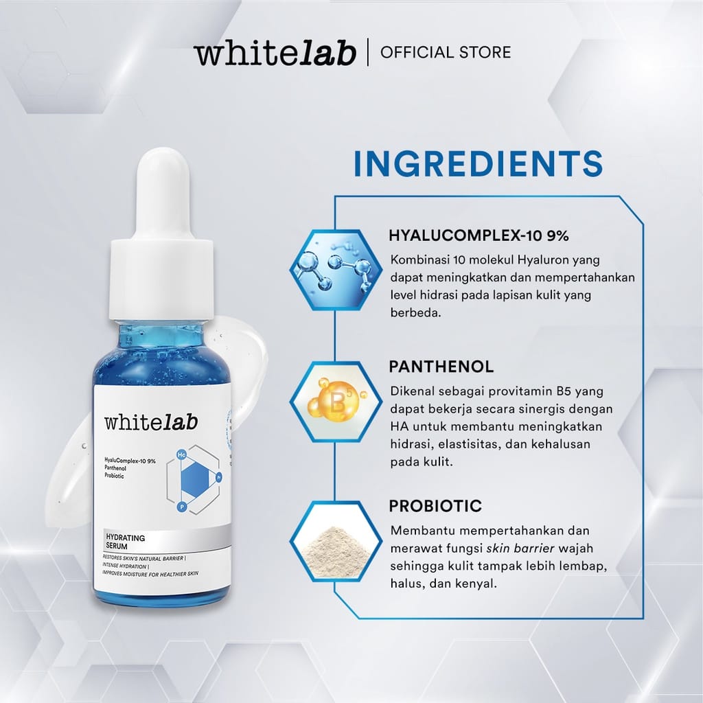 Whitelab Hydrating Serum - Serum Kulit Kering Perkuat Hidrasi Untuk Kulit Lembap, Halus &amp; Kenyal