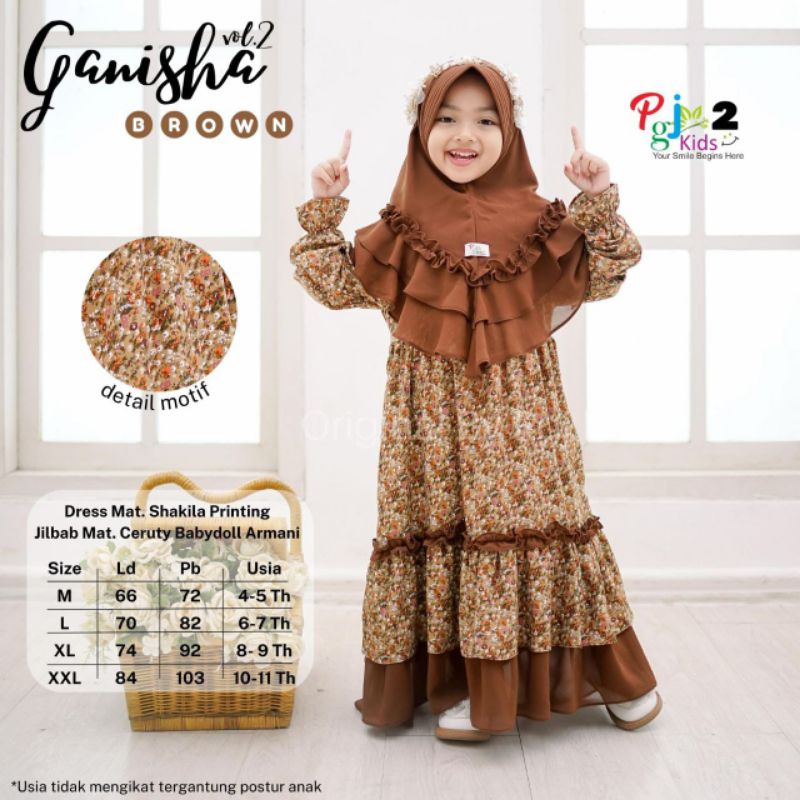 GANISHA SYARI vol.2 free jilbab ORI PGJ KIDS | Dress+jilbab Anak