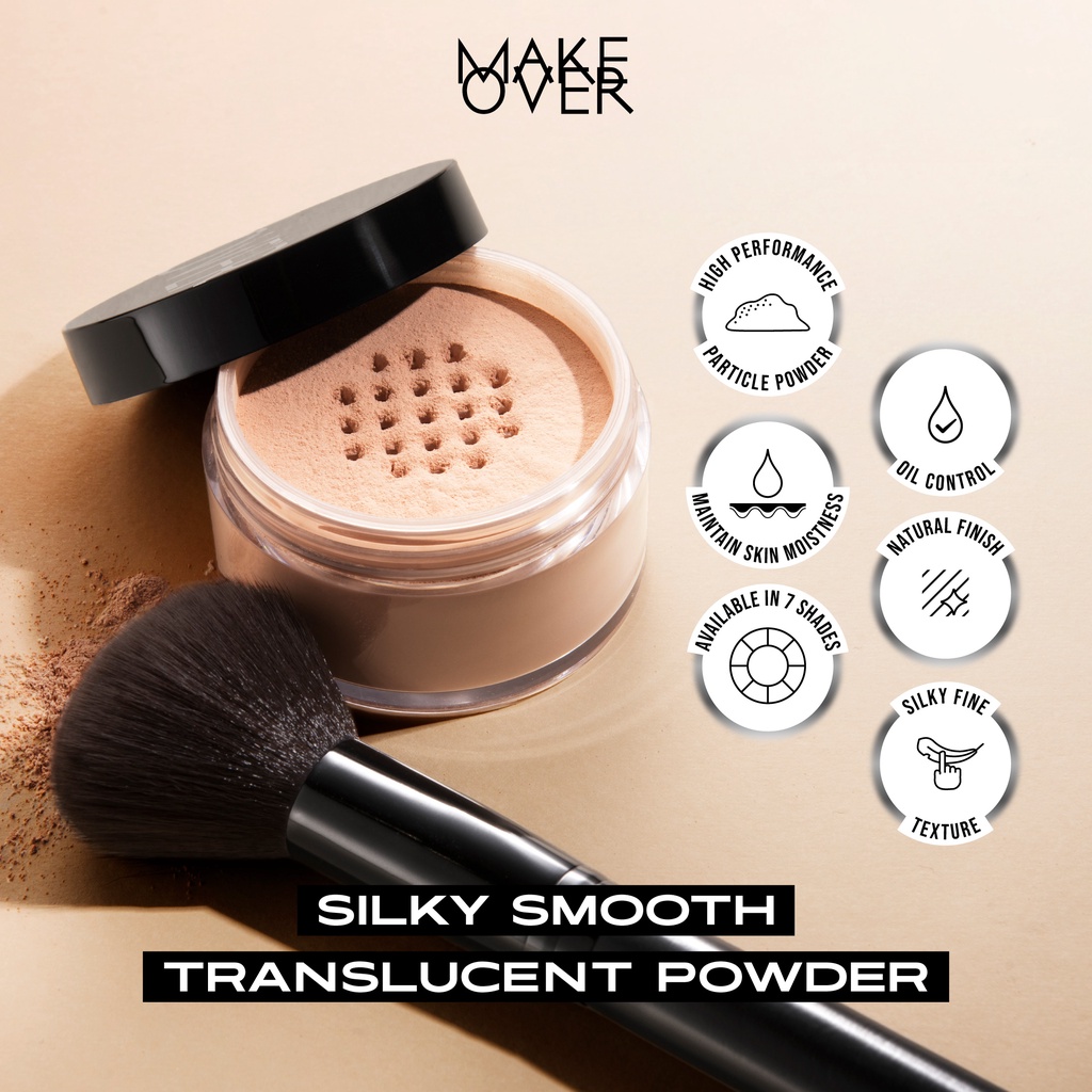MAKE OVER Silky Smooth Translucent Powder - Bedak tabur BEST SELLER lembut ringan oil control menghaluskan makeup natural non-comedogenic
