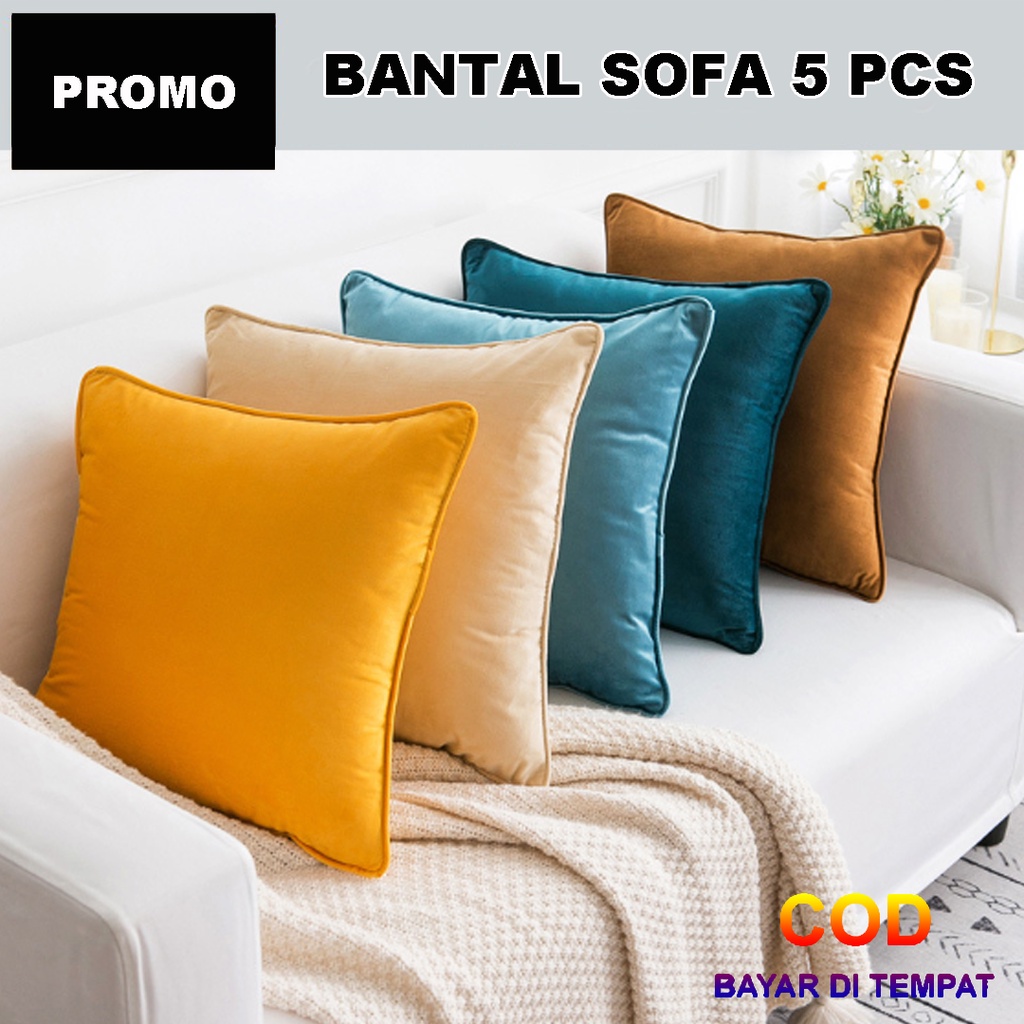 ✅COD Set Bantal Sofa Bed Kursi Minimalis 40x40 Isi 5 Pcs Dakron Hiasan Dekor Dekorasi Sofabed Ruang Tamu Perlengkapan Home Decor Interior Rumah Tangga Modern Terbaru Aneka Warna Polos