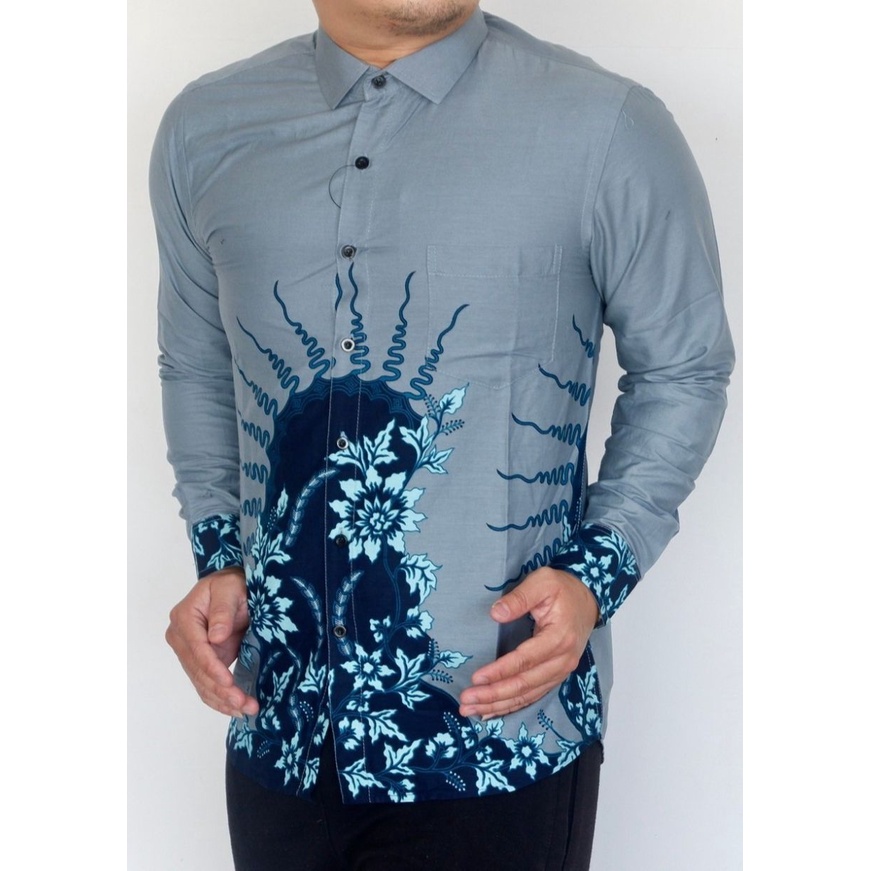 Baju Batik Pria Slimfit Kemeja Lengan Panjang Hem Slim Fit LBL 1983