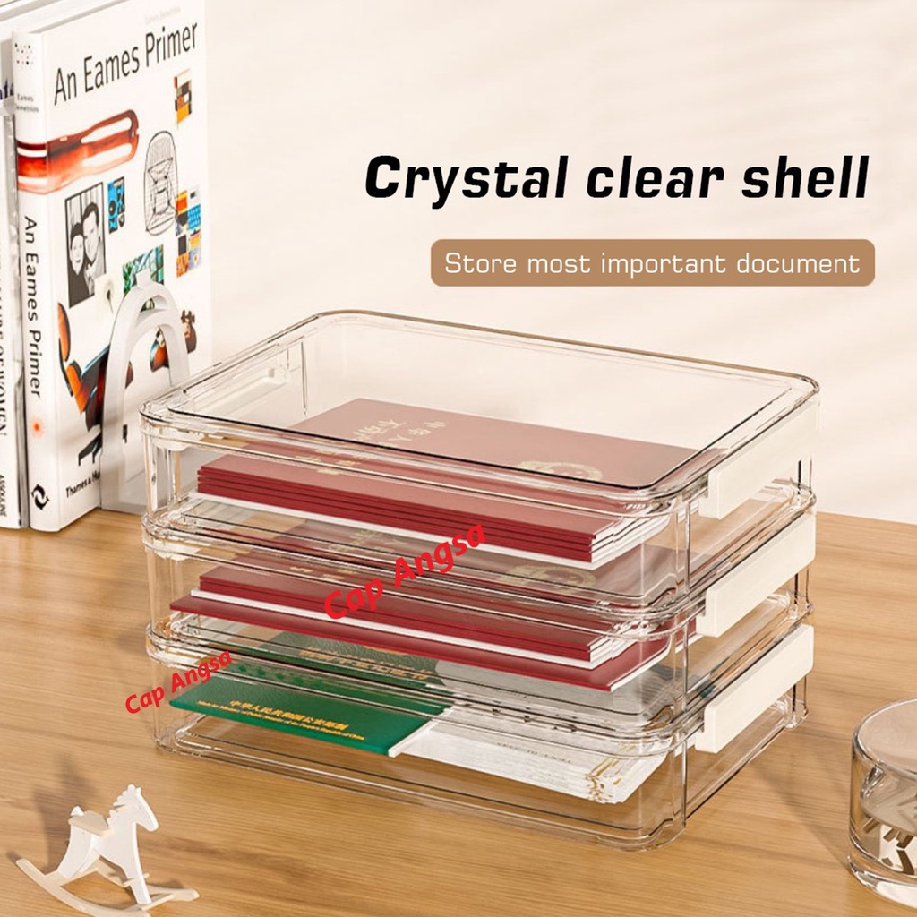 KOTAK PENYIMPANAN DOKUMEN HARDCASE STORAGE PLASTIC TRAY HOLDER TRANSPARENT CLEAR BAG DOCUMENT ORGANIZER