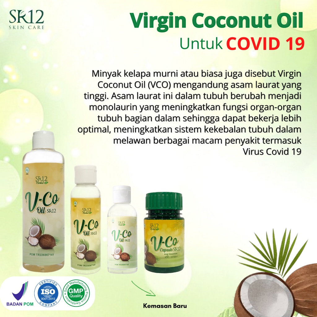 VCO Virgin Coconut Oil SR12 Minyak Kelapa Murni Booster Suplemen Kesehatan Anti Virus Corona BPOM