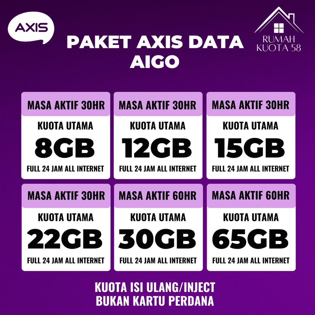 PAKET DATA AXIS AIGO FULL KUOTA UTAMA
