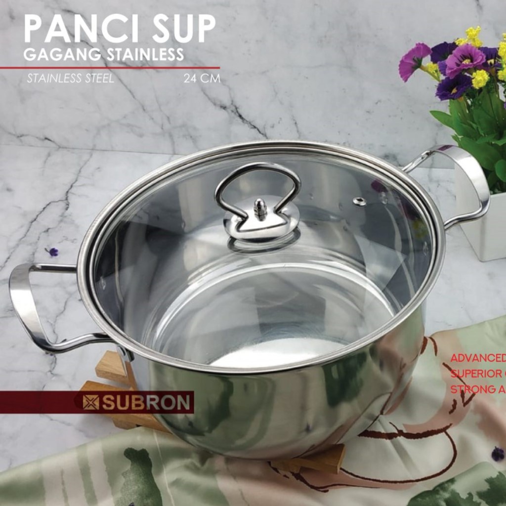 ST-YYS 22CM-SUP PANCI MIE SUSU SAYUR SOUP SOTO STAINLES DENGAN TUTUP KACA