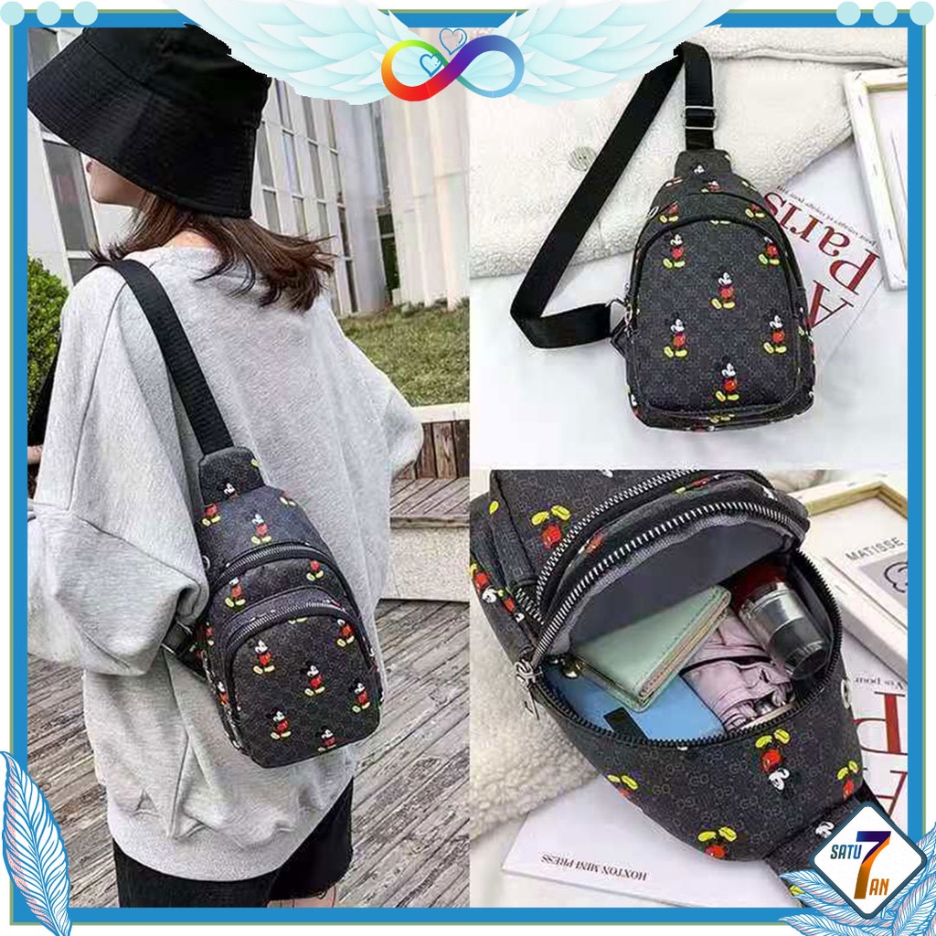 Satu7an T205 Tas Selempang Wanita Tas Import Waist Bag Wanita Sling Bag Wanita Karakter PU Leather