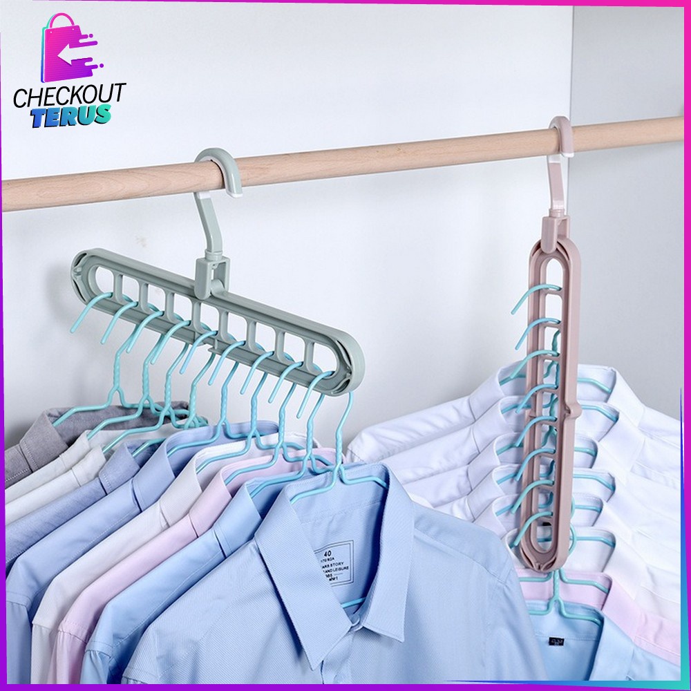 CT C125 Magic Hanger 9IN1 Gantungan Baju Organizer 9 Lubang Multifungsi Jemuran Laundry Hanger Jemuran Pakaian Serbaguna