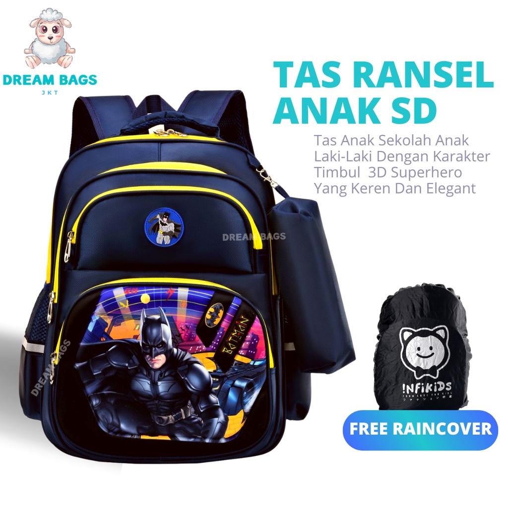 Dream Bags - Tas Anak Spider DB 637 Tas Sekolah Anak Ransel Anak Karakter - Tas Sekolah Anak Laki Laki SD Import