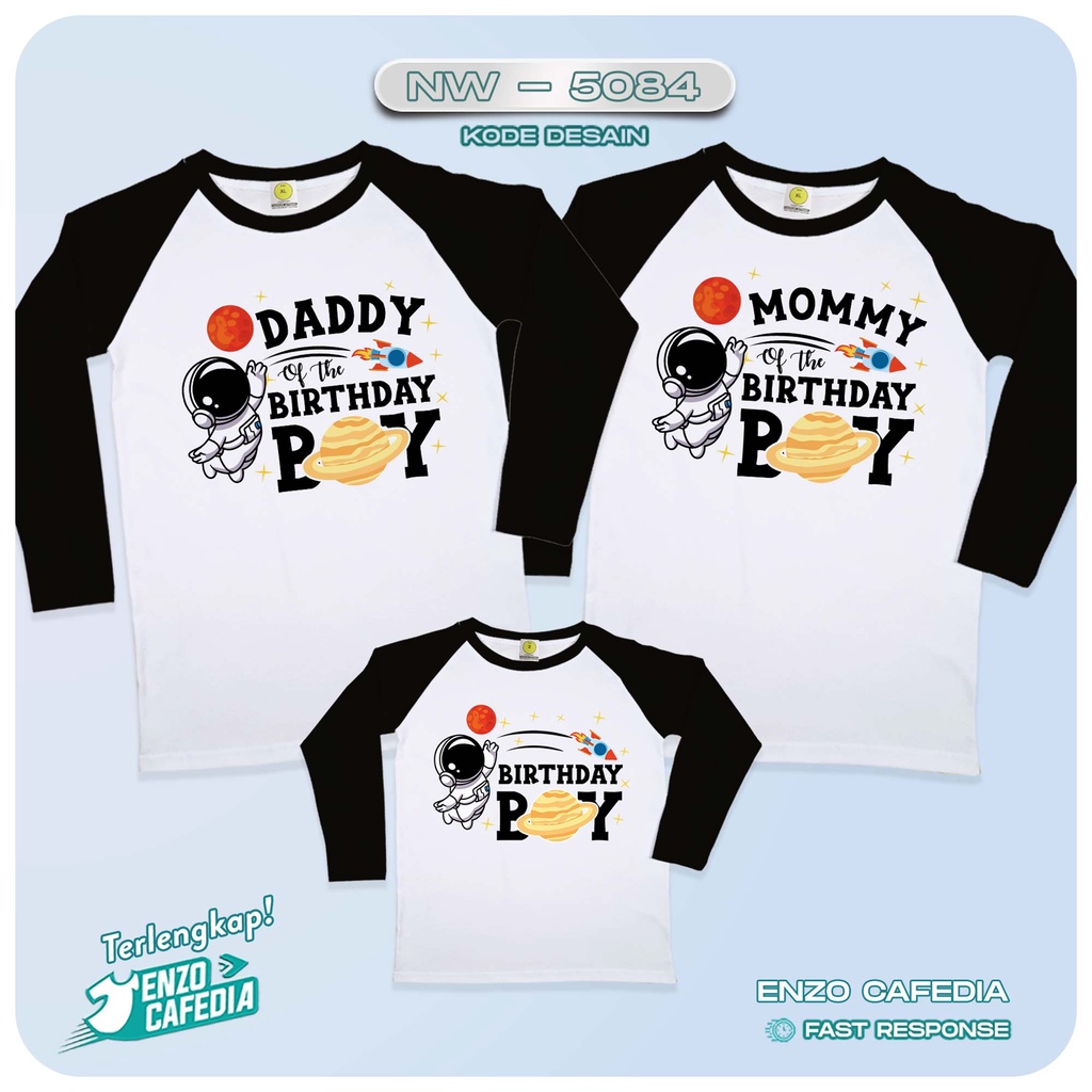Harga Paket Lebih Hemat | Kaos Raglan Keluarga | Kaos Ultah | Kaos Couple | Kaos Motif Astronot NW 5