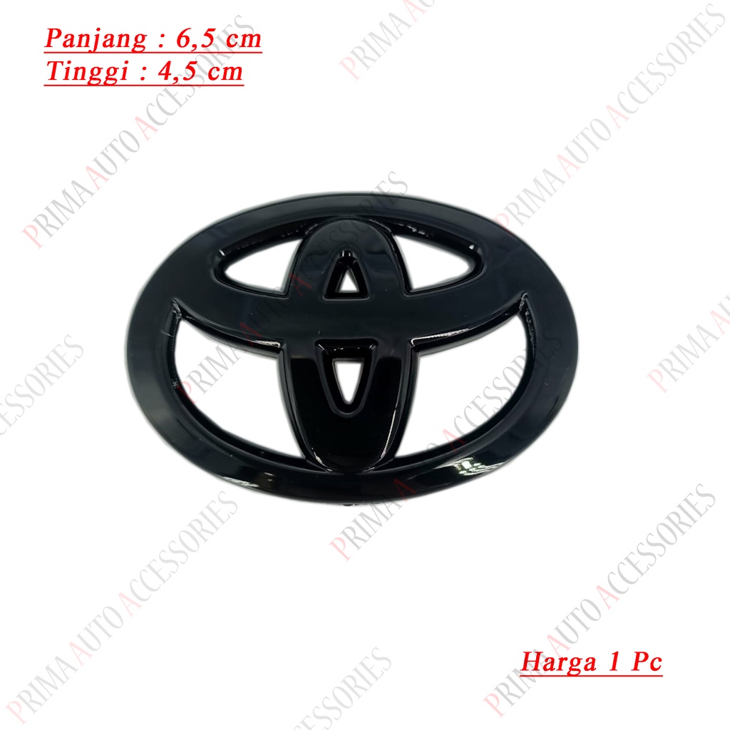 Casing Logo Stir Mobil Toyota Hitam Glosy Steer Car 65mm x 44mm