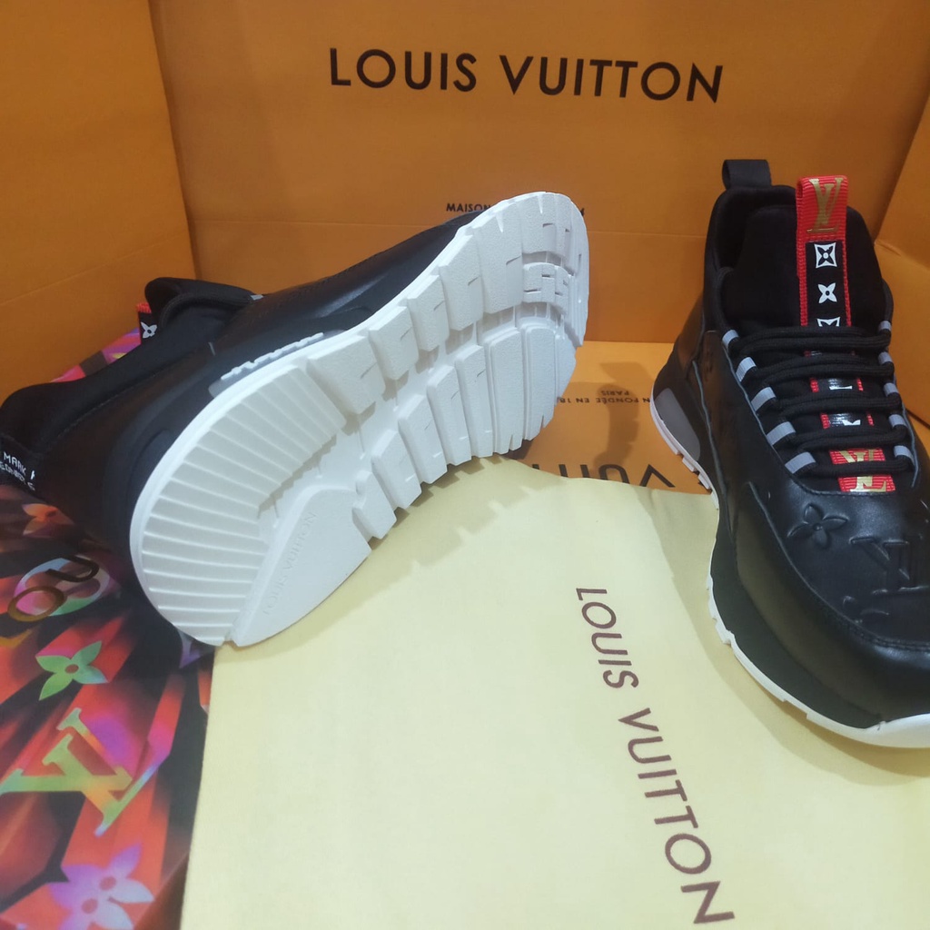 lv sneaker mirror quality sepatu pria kulit shoes cowo high end slip on tanpa tali
