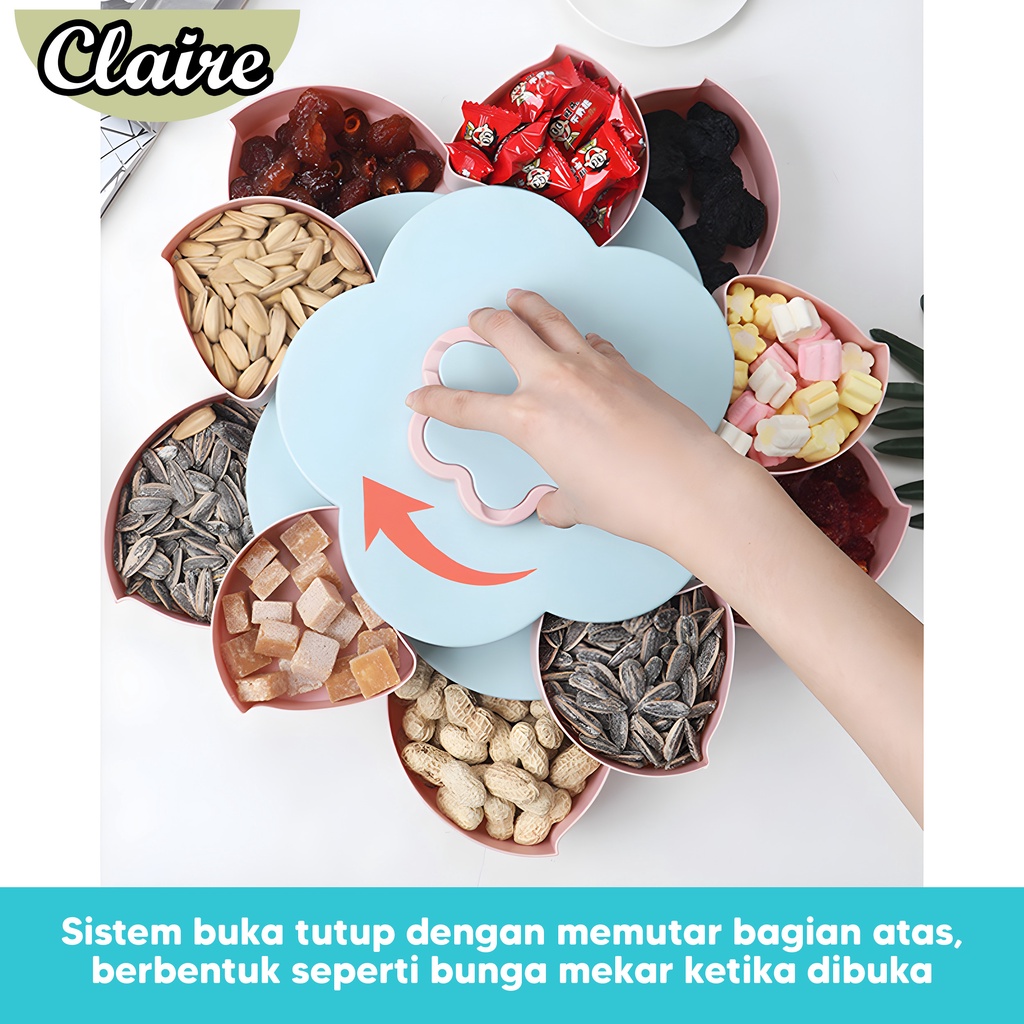 Toples Putar Bunga Mekar / Flowers Candy Box / Toples Putar Kue Snack 2 Tingkat / Toples Lebaran