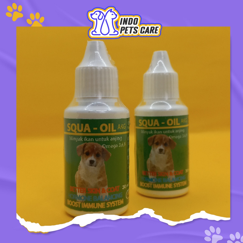 MINYAK IKAN UNTUK ANJING - SQUA OIL DROP 30ML - VITAMIN SUPLEMEN OMEGA 3 HORMON SEIMBANG MELEBATKAN 