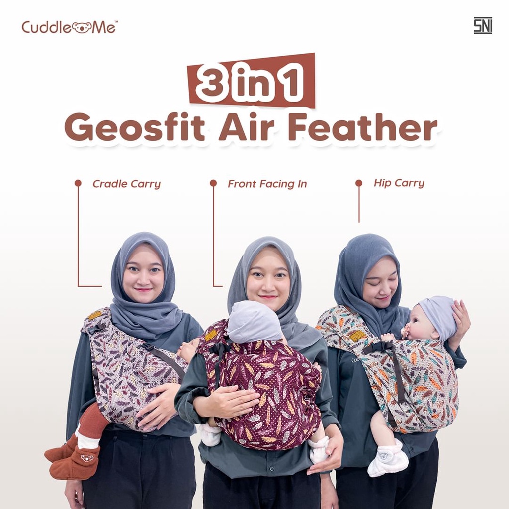 CuddleMe Gendongan Bayi Geos Fit Air Gendongan Ringsling Instant M-shape