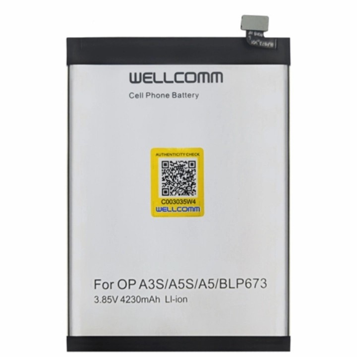 WELLCOMM BATTRAI/BATTERY FOR OPPO A3SA5SA5BLP673 Double IC ORIGINAL