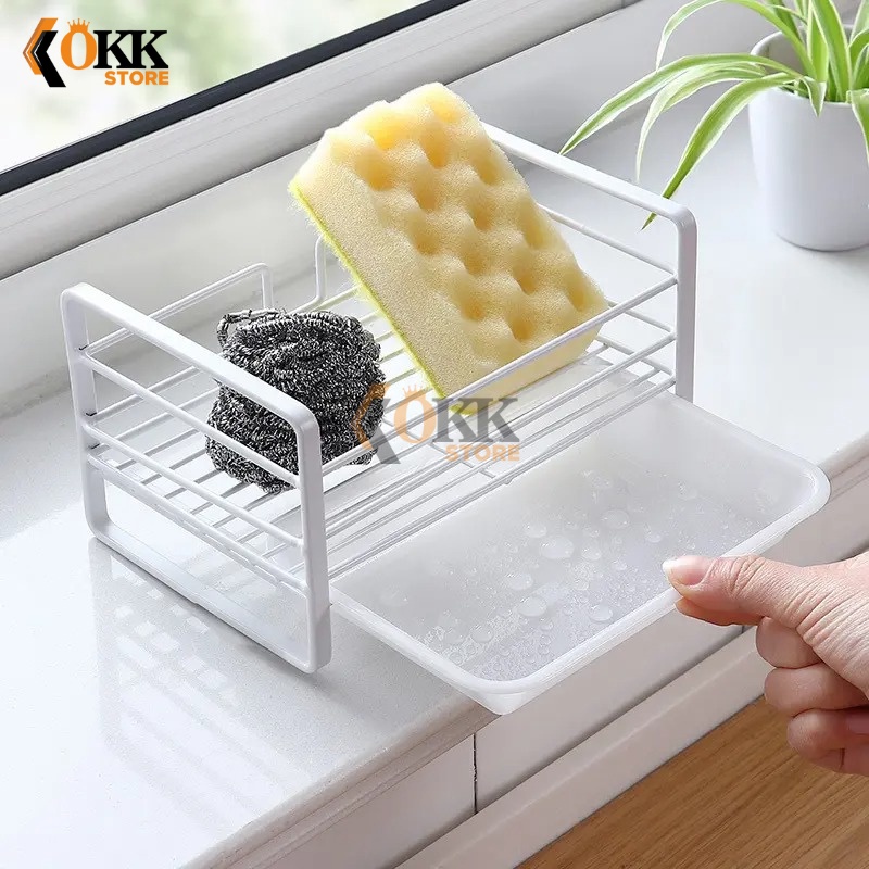 OKK Rak Sabun Dapur Minimalis Rak Sponge Cuci Piring Nordic Style Anti Karat Berkualitas Rak Serbaguna Rak Kamar Mandi Wadah Spon Sabun Cuci