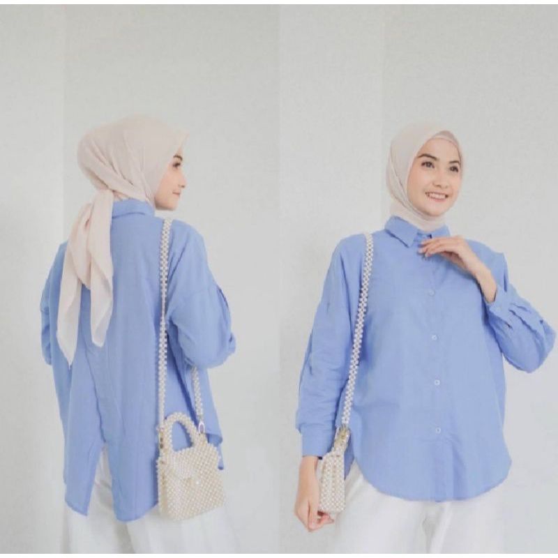 kemeja linen nelka shirt / kemeja wanita oversize terbaru k / kemeja lengan panjang wanita polos