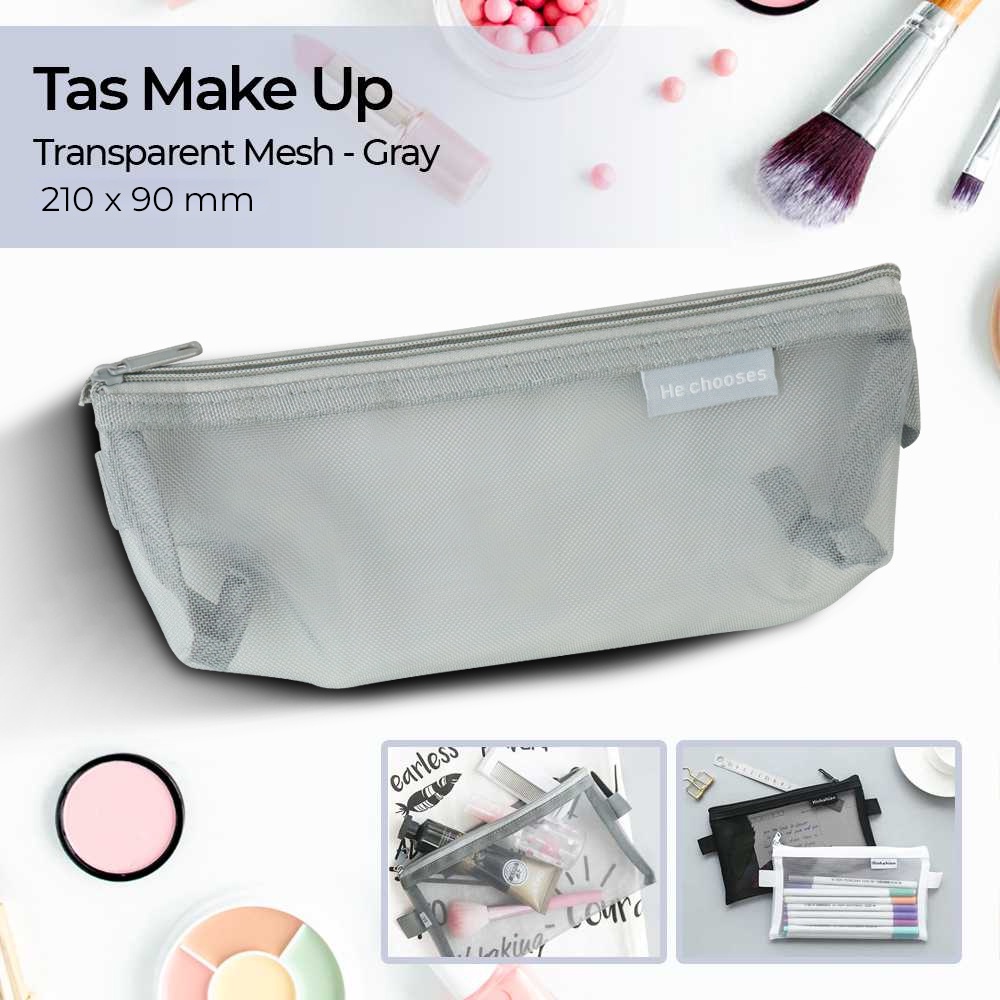 He Chooses Tas Make Up Kosmetik Transparent Mesh Triangle - KS34