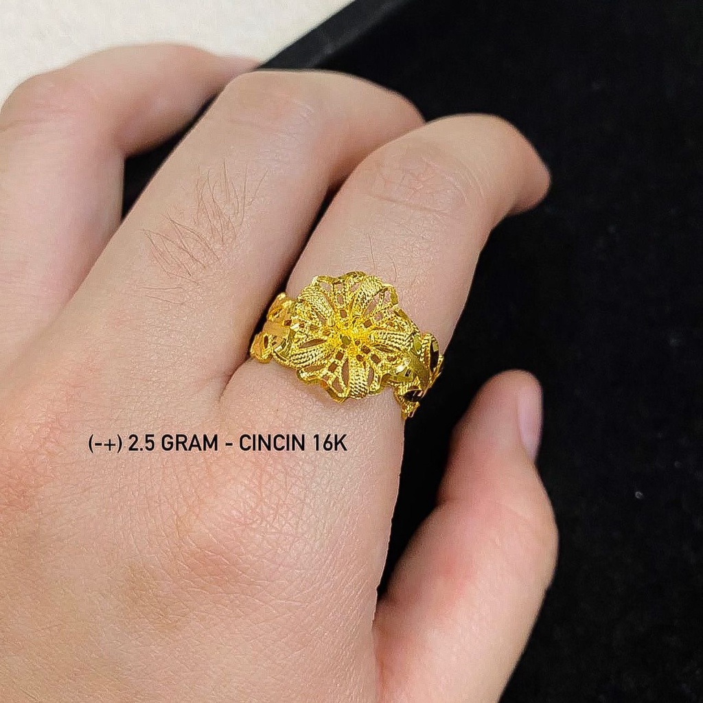 Cincin anak dan dewasa emas asli kadar 70 16k selisih yunani bunga kendari love lebar matahari