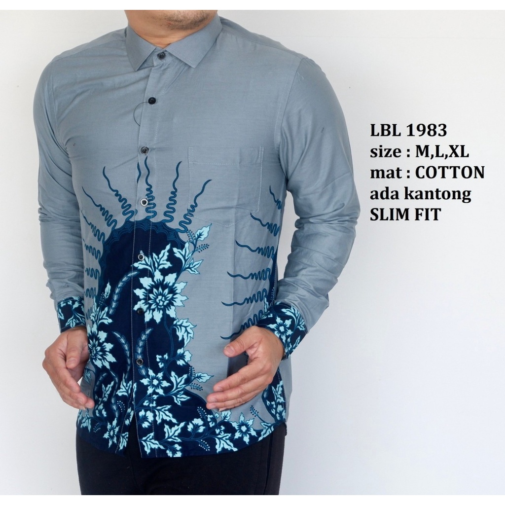 Baju Batik Pria Slimfit Kemeja Lengan Panjang Hem Slim Fit LBL 1983