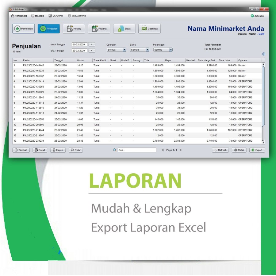 Software Minimarket iB Minimar 3 Lisensi Original Aplikasi Kasir Accounting Full Paket