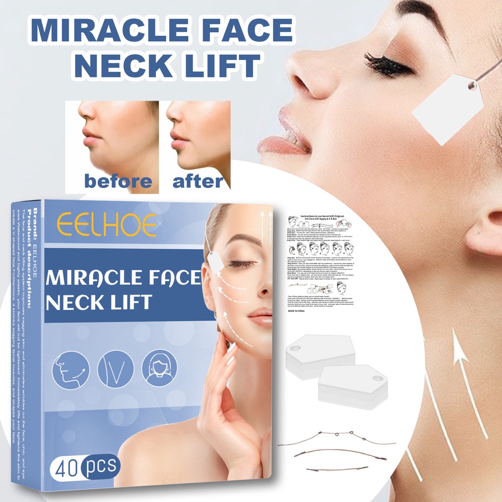 [Asli ini 40pcs]EELHOE Stiker Wajah Anti Kerut/Sticker Garis Wajah Untuk Wajah Mata dan Leher - Face Lifting Tools Alat Penarik wajah/ Instant V Shape Face Lift Sticker