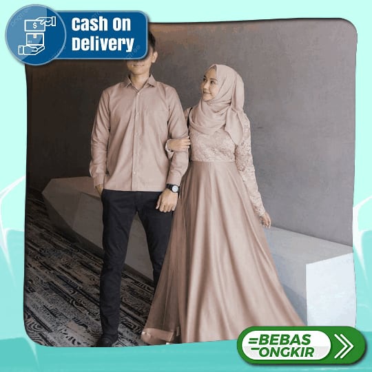Ready Jumbo - Dress Sage Green Couple Gamis Maxi Couple Brukat Dress Brukat Maxi Couple Gamis Kondan