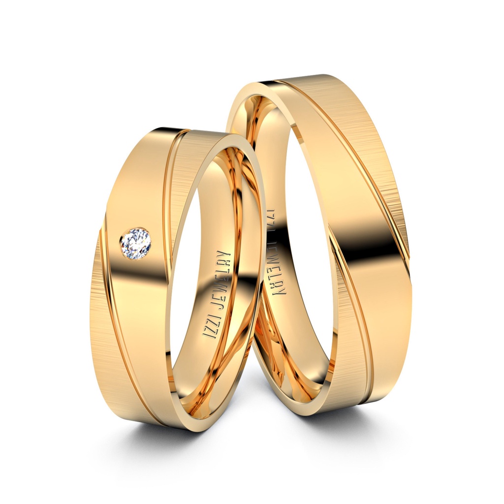 Izzi Jewelry - Cincin Emas Couple Tunangan Nikah Original Bergaransi Dan Bersertifikat A188