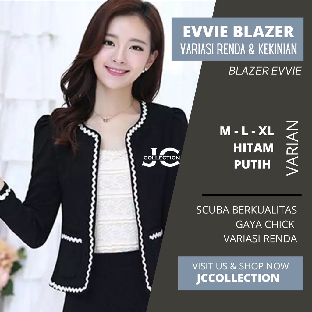 Blazer Kerja Wanita Korea Style Big Size Variasi Pita Efe size M - XL