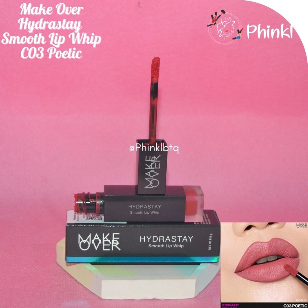 `ღ´ PHINKL `ღ´ 🅼🅰🅺🅴 🅾🆅🅴🆁 Make Over hydrastay smooth lip whip | lipstik buat bibir kering