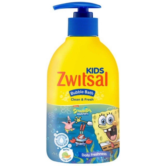 Zwitsal Kids bubble bath Spongebob Series 280ml PUMP