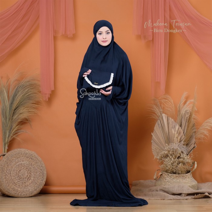 Mukena Terusan Sakeena Polos Dewasa Katun Rayon Jumbo