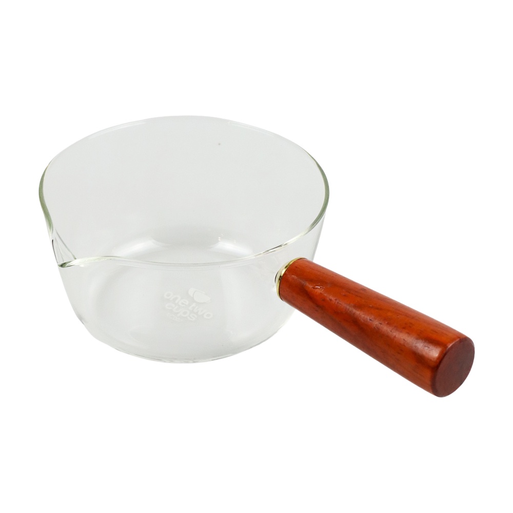 Panci Masak Kaca Gagang Kayu Glass Cooking Pot Wooden Handle 400 ml