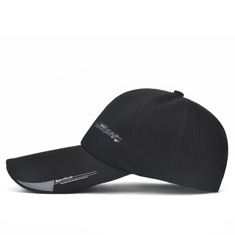 Topi Baseball Golf Pria Outdoor Fashion Line Cap Long Visor - MZ87 - Black