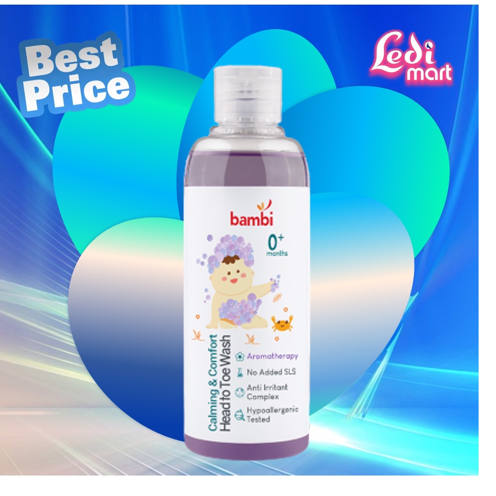 ORIGINAL Bambi Baby Calming &amp; Comfort Head To Toe Wash 200ml / Sabun &amp; Shampoo Bayi Kulit Normal Sensitif | PH Balance | Sabun &amp; Shampo / Sampo