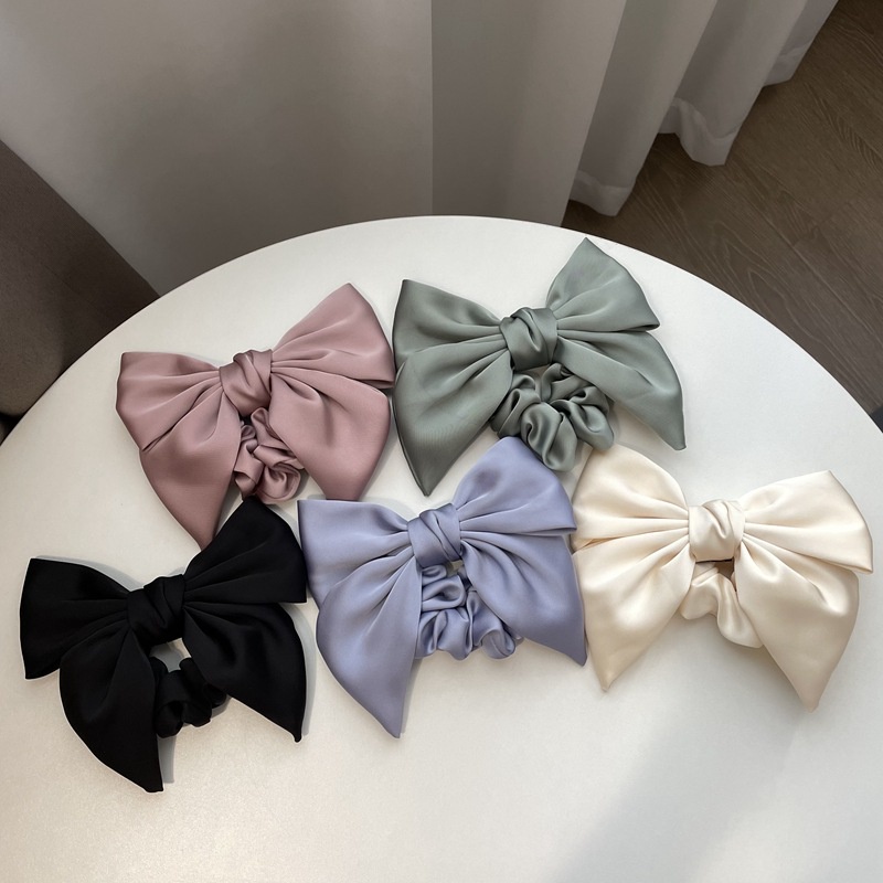 BIG BOW RING SCRUNCHIE IKAT KARET RAMBUT PITA RIBBON KOREA KOREAN RETRO FRENCH GIRLY FAIRY HAIRSTYLE AKSESORIS KOREAN BESAR TREND KUCIRAN