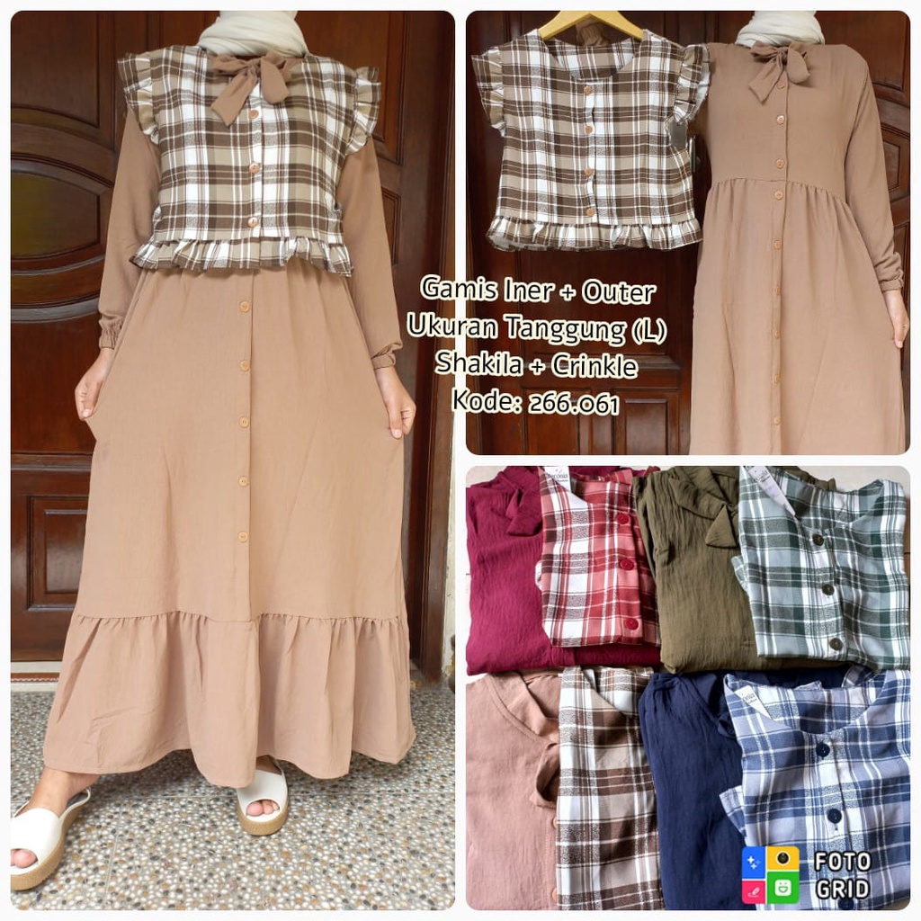 Gamis Anak Tanggung Umur 13-16 Tahun/Kode: 266.061/ Gamis Rompi/ Gamis Outer/Gamis kekinian