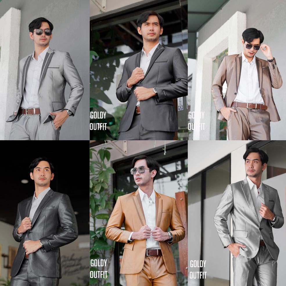 BIG SALE JAS PRIA - SETELAN JAS - JAS PENGANTIN BAHAN WOOL MENGKILAP - GOLDY OUTFIT