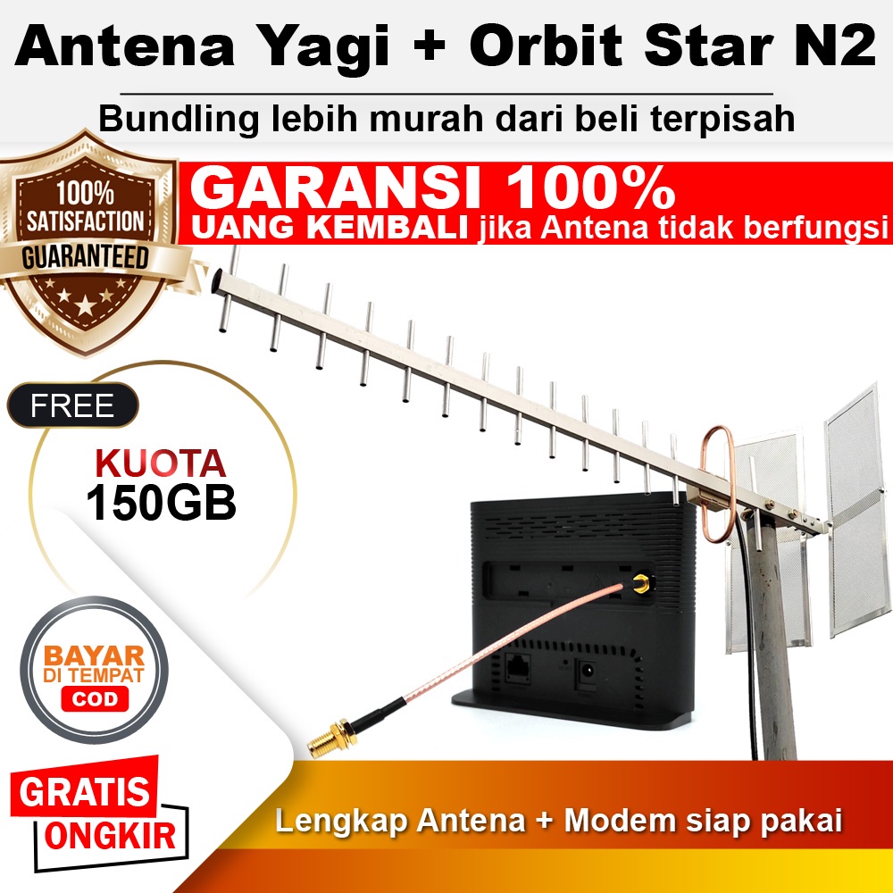 Duet Maut - Antena Yagi Extreme 3 + Modem Home Router Orbit Star N2 4G LTE WiFi Router