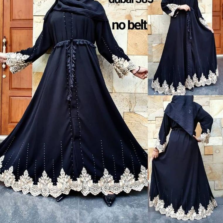 LANGSUNG KIRIM Abaya Gamis Hitam Turkey Maxi Dress Arab Saudi Bordir Turki Dubai 385