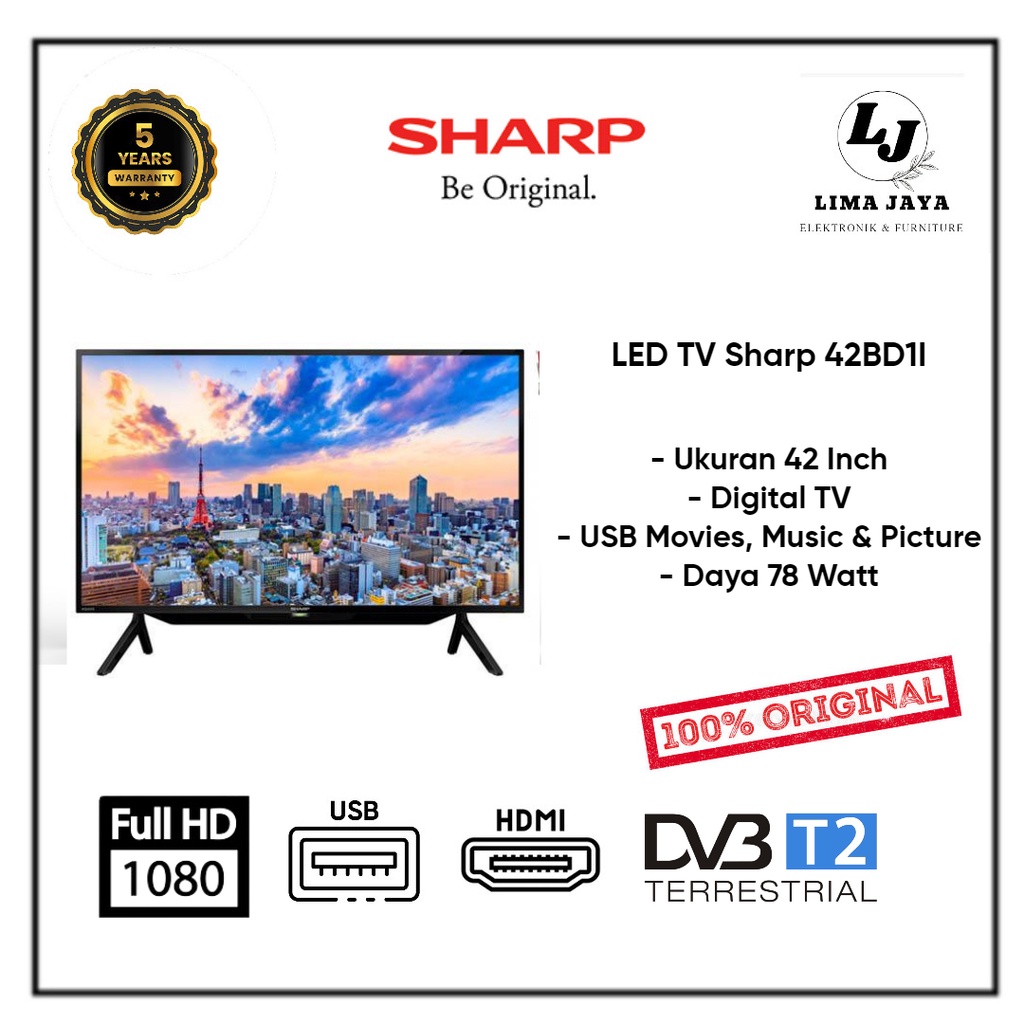 SHARP LED TV 2T-C42BD1I DIGITAL TV LED 24 Inch Sharp