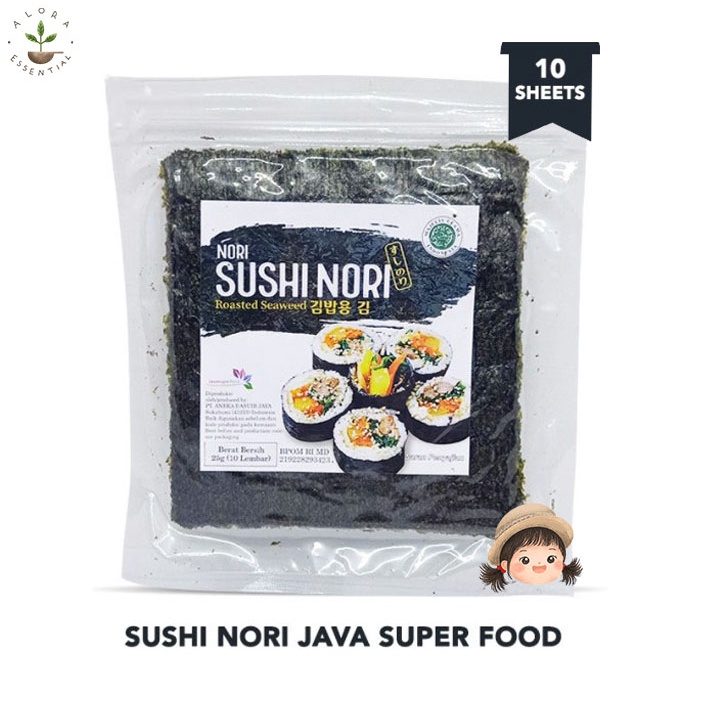 JAVA Sushi Nori 10 Lembar - Rumput Laut Kering 10 Lembar Halal